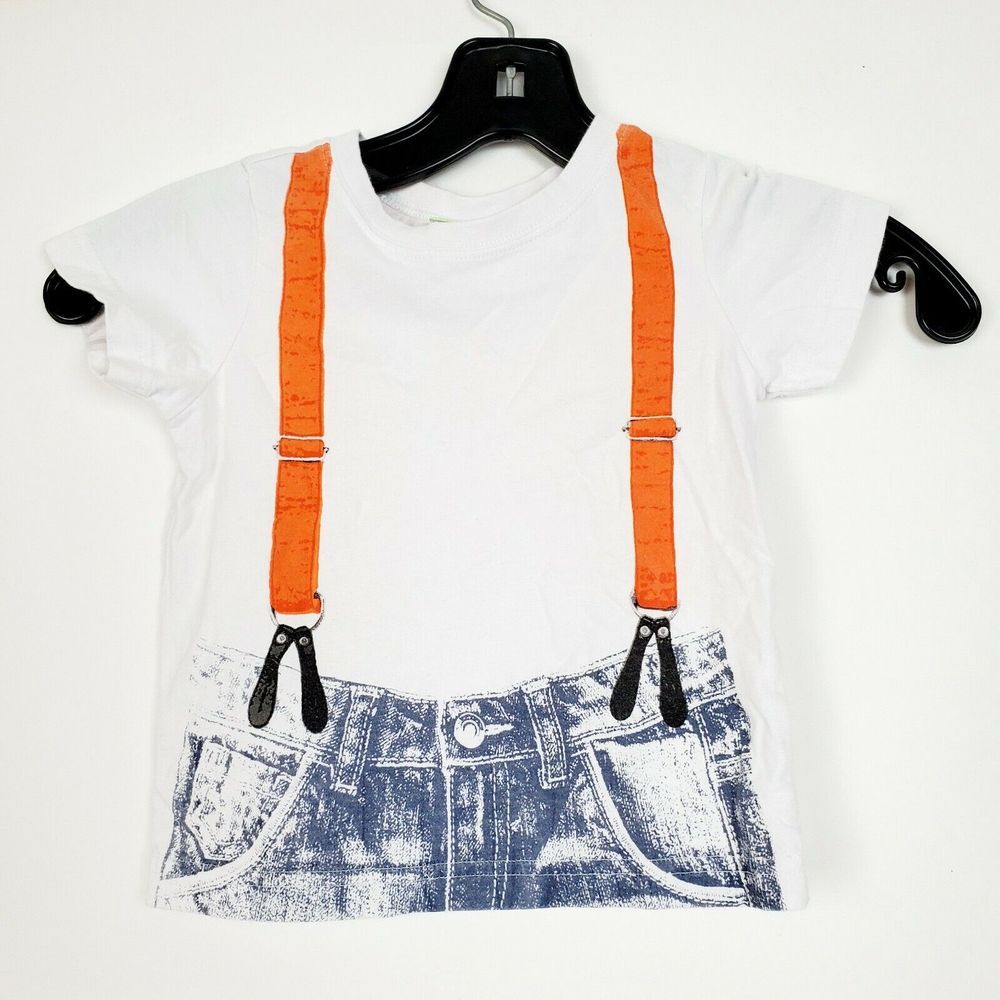 First Impressions Baby Boys Shirt Size 24M White Drawn Suspenders
